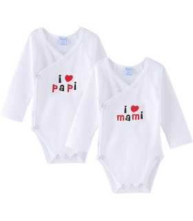Body blanco unisex I love papa&mama 100% algodón