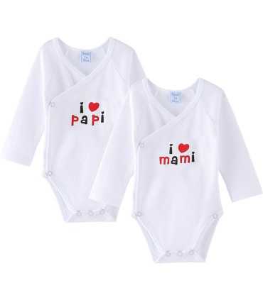 Body blanco unisex I love papa&mama 100% algodón