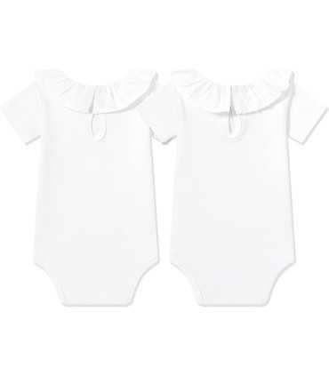 Body niña blanco con volantes en el cuello y mangas cortas