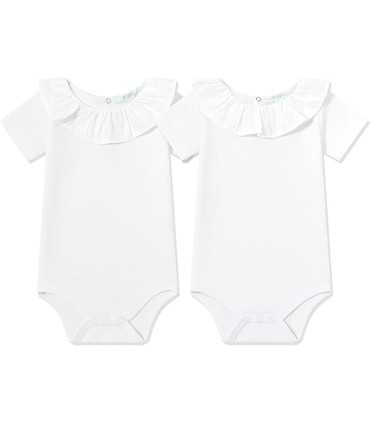 Body niña blanco con volantes en el cuello y mangas cortas