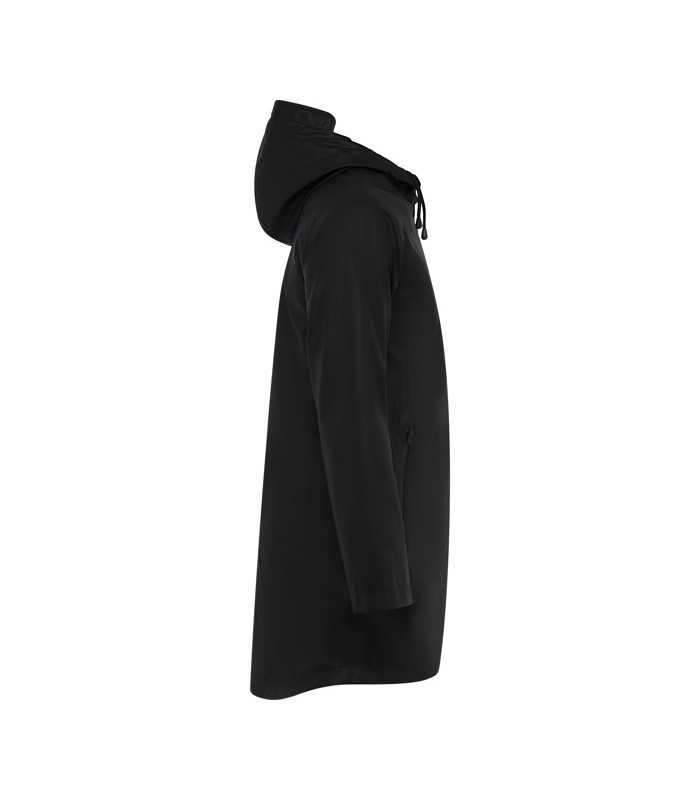 Chubasquero impermeable con capucha fija y detalles a contraste Chubasquero impermeable con capucha fija y detalles a contraste