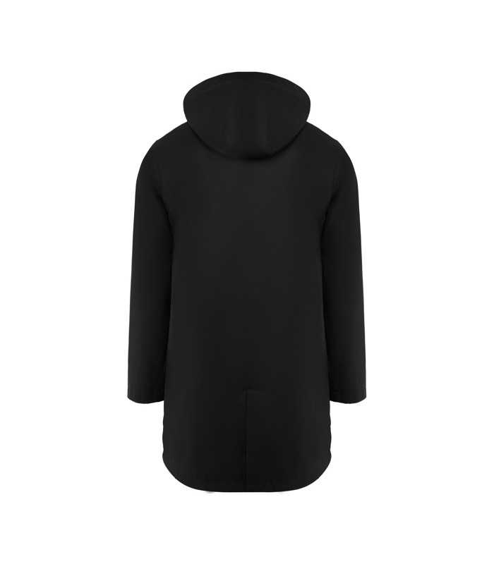 Chubasquero impermeable con capucha fija y detalles a contraste Chubasquero impermeable con capucha fija y detalles a contraste
