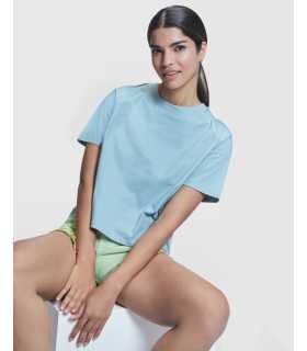 Camiseta mujer talle corto manga corta algodón