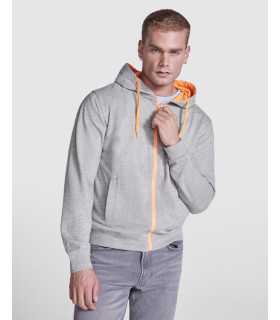 Sudadera Felpa Color Flúor con Capucha y Cremallera