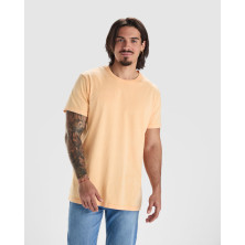 Camiseta hombre algodón peinado efecto lavado papaya claro lavado