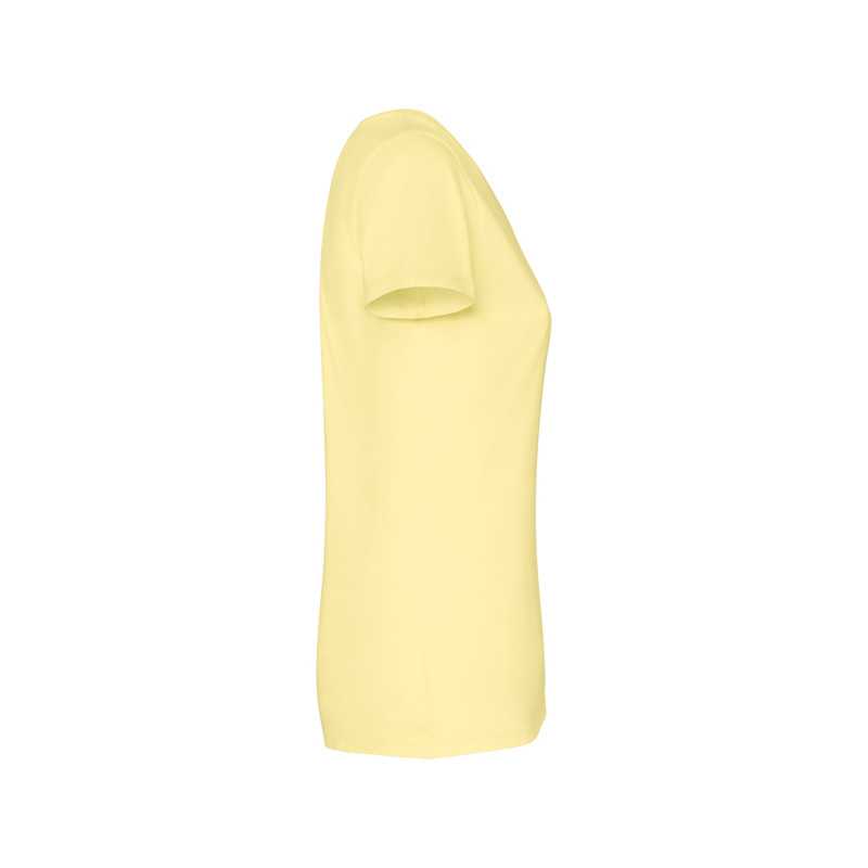 Camiseta mujer algodón peinado efecto lavado amarillo sweet lavado lateral izquierdo Camiseta mujer algodón peinado efecto lavado amarillo sweet lavado lateral izquierdo