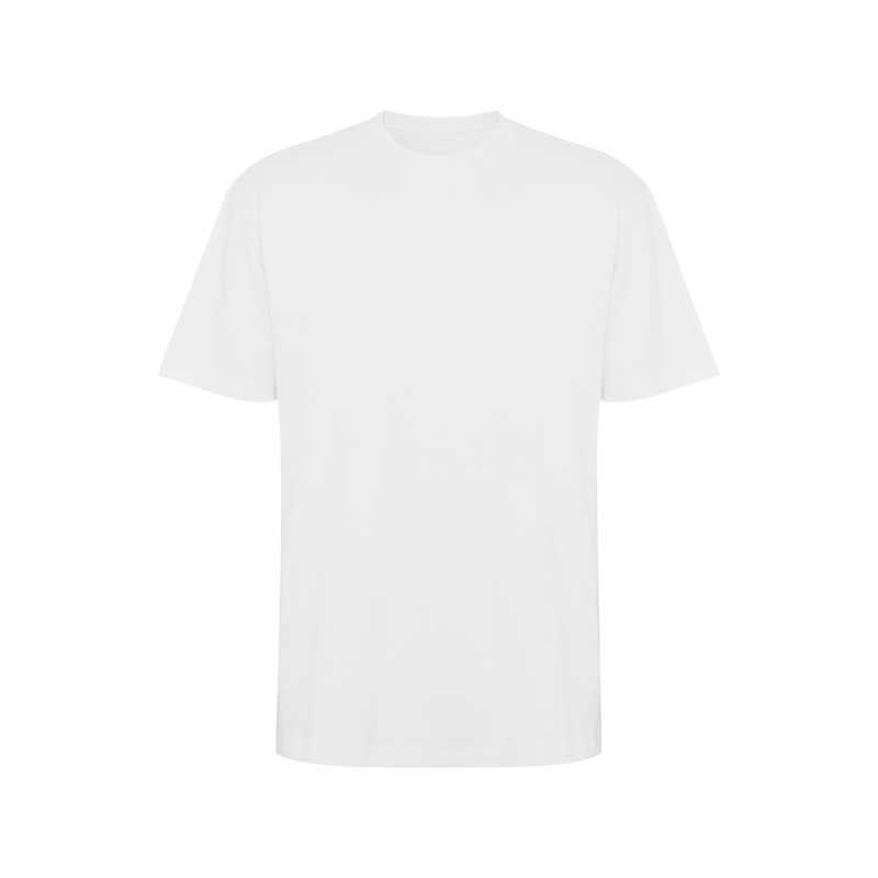 Camiseta oversize unisex algodón manga corta blanco frontal