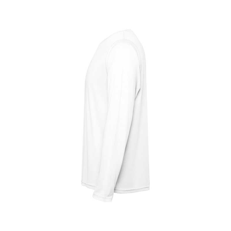 Camiseta técnica unisex poliéster reciclado blanco lateral derecho Camiseta técnica unisex poliéster reciclado blanco lateral derecho