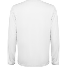 Camiseta técnica unisex poliéster reciclado blanco espalda Camiseta técnica unisex poliéster reciclado blanco espalda