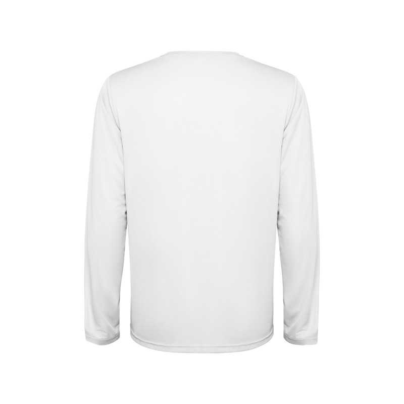 Camiseta técnica unisex poliéster reciclado blanco espalda Camiseta técnica unisex poliéster reciclado blanco espalda