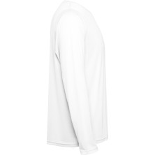 Camiseta técnica unisex poliéster reciclado blanco lateral izquierdo Camiseta técnica unisex poliéster reciclado blanco lateral izquierdo