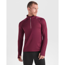 Sudadera técnica hombre poliéster reciclado rojo ciruela
