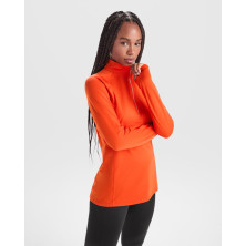 Sudadera técnica entallada mujer poliéster naranja fuego