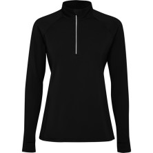 Sudadera técnica entallada mujer poliéster negro frontal Sudadera técnica entallada mujer poliéster negro frontal