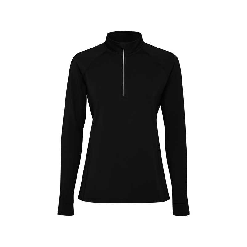 Sudadera técnica entallada mujer poliéster negro frontal Sudadera técnica entallada mujer poliéster negro frontal
