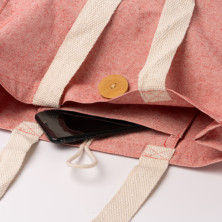 Bolsa algodón reciclado rojo detalle