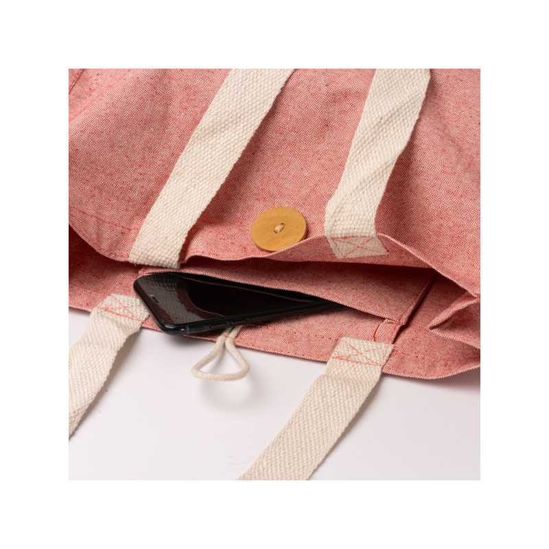 Bolsa algodón reciclado rojo detalle