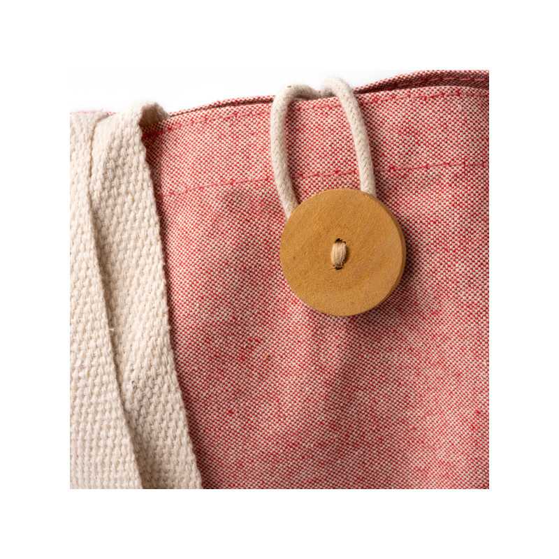 Bolsa algodón reciclado rojo detalle
