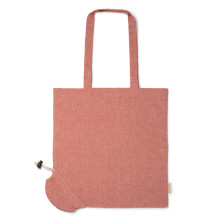 Bolsa algodón plegable reciclado rojo detalle