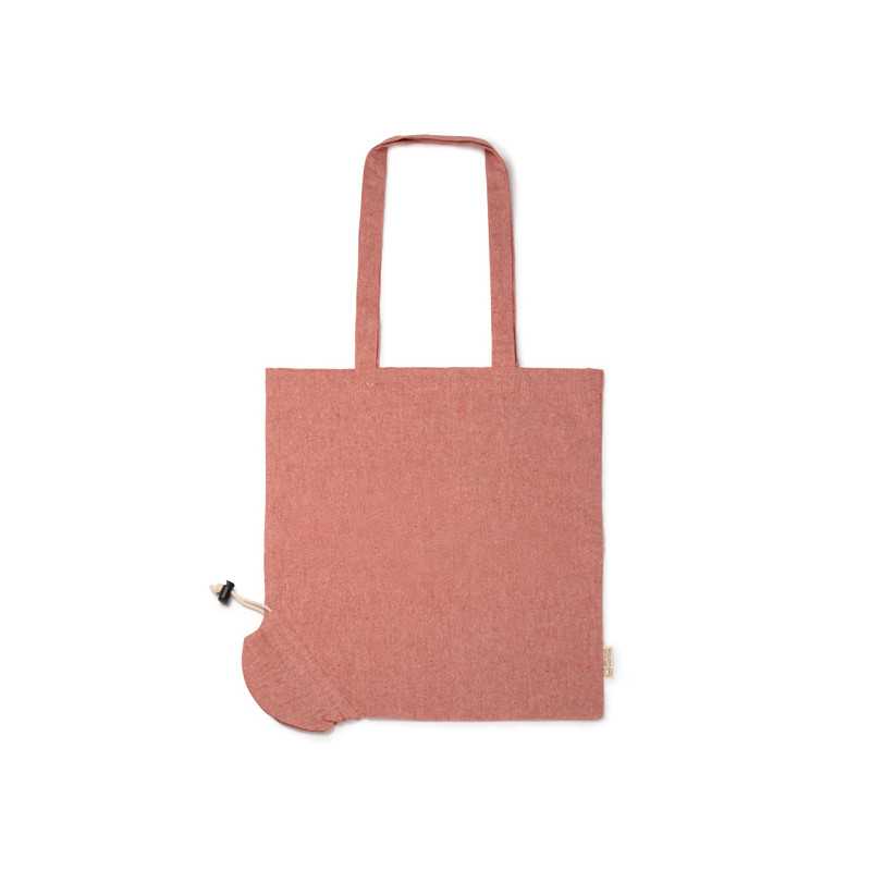 Bolsa algodón plegable reciclado rojo detalle