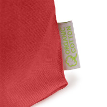 Bolsa algodón orgánico rojo crisantemo detalle