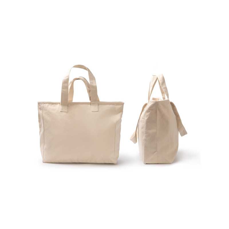 Bolsa algodón reciclado crudo detalle
