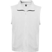 Chaleco unisex polar con cremallera blanco frontal