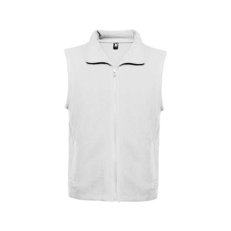 Chaleco unisex polar con cremallera blanco frontal