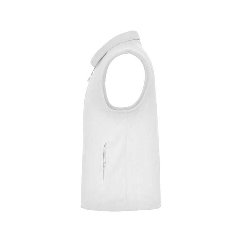 Chaleco unisex polar con cremallera blanco lateral derecho