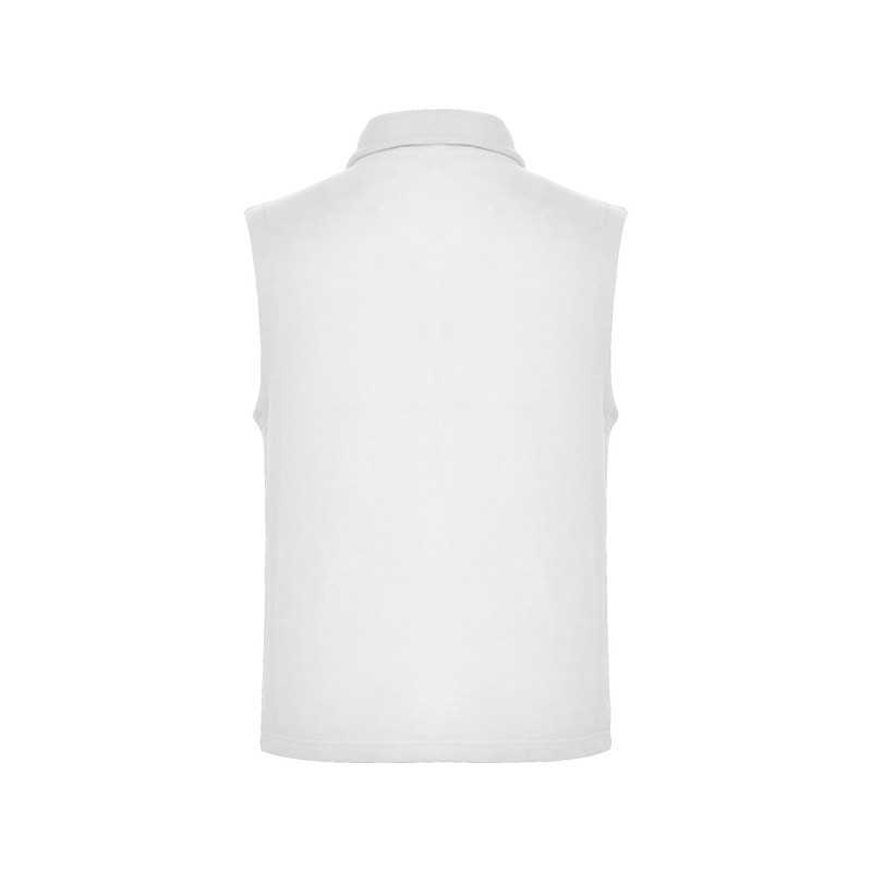Chaleco unisex polar con cremallera blanco espalda