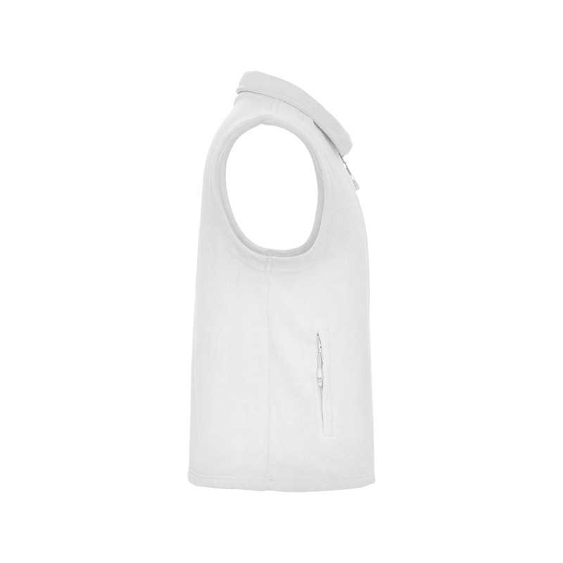 Chaleco unisex polar con cremallera blanco lateral izquierdo