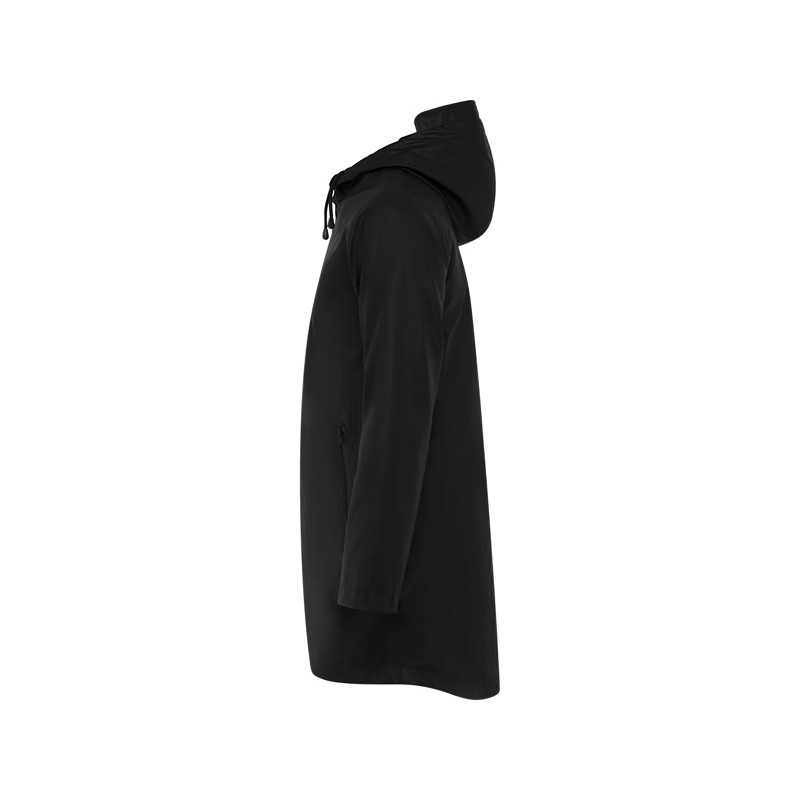 Chubasquero unisex poliéster con capucha negro lateral derecho Chubasquero unisex poliéster con capucha negro lateral derecho