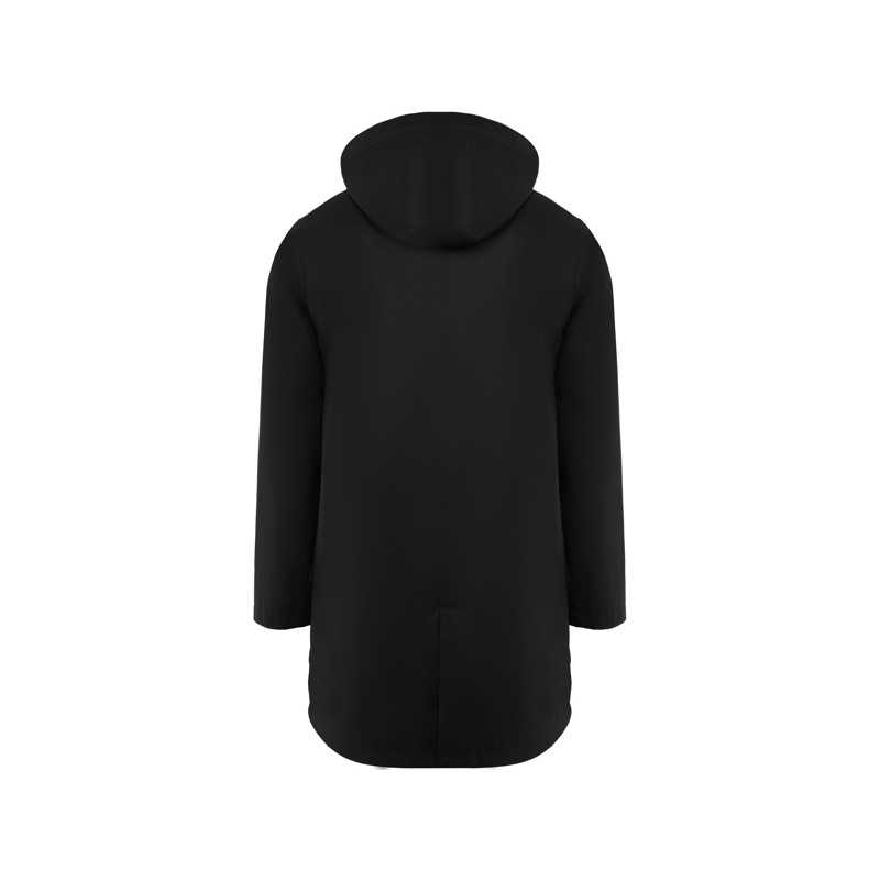 Chubasquero unisex poliéster con capucha negro espalda Chubasquero unisex poliéster con capucha negro espalda