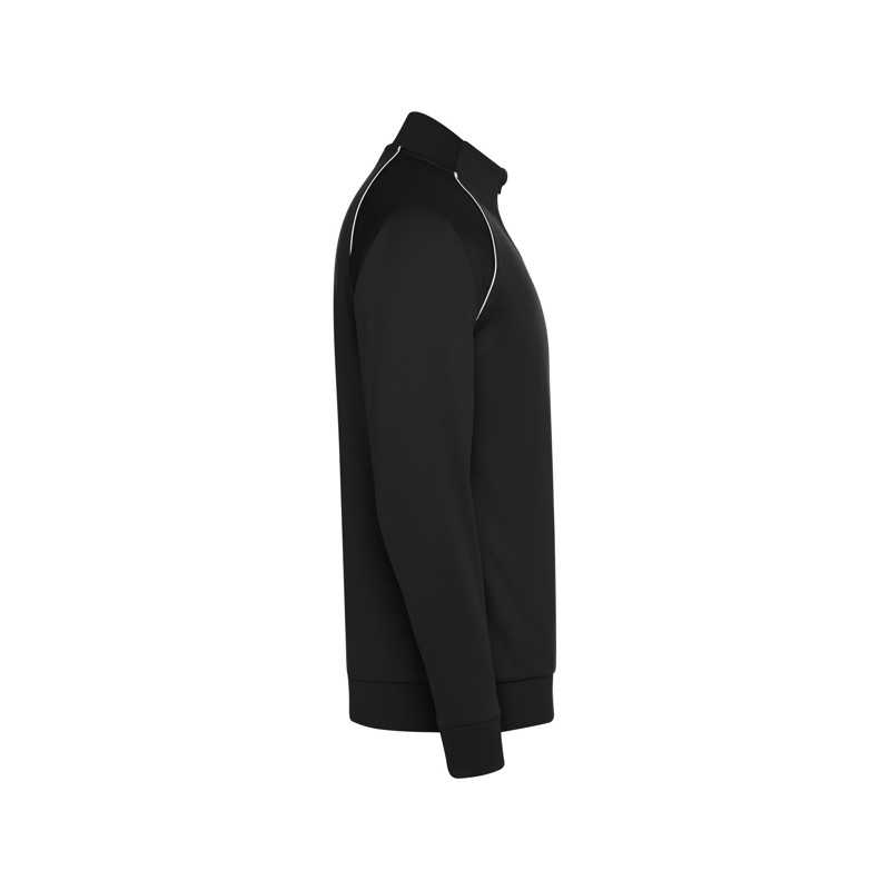 Sudadera unisex poliéster con cremallera negro lateral izquierdo