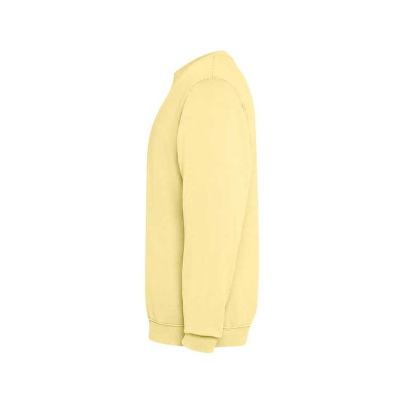 Sudadera unisex algodón efecto lavado amarillo sweet lavado lateral derecho Sudadera unisex algodón efecto lavado amarillo sweet lavado lateral derecho