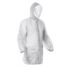 Chubasquero poliéster blanco frontal