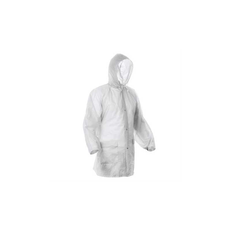 Chubasquero poliéster blanco frontal