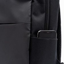 Mochila RPET acolchada reciclado negro detalle