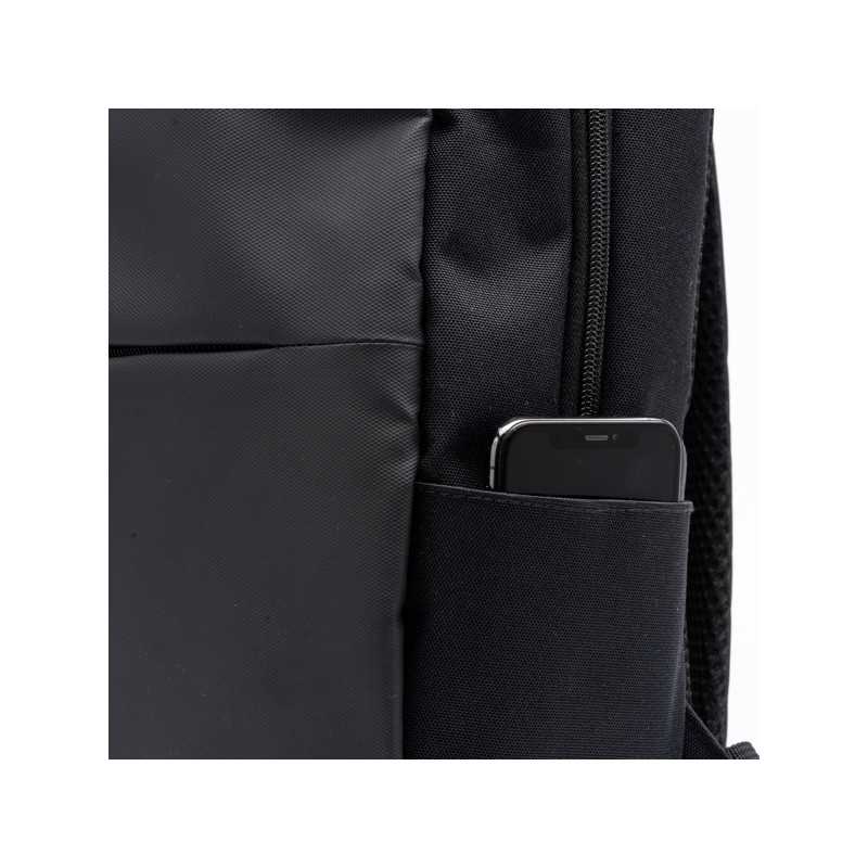 Mochila RPET acolchada reciclado negro detalle