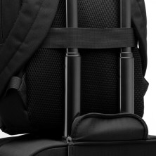 Mochila RPET acolchada reciclado negro detalle
