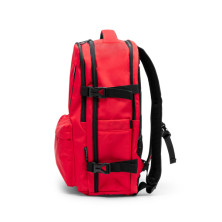 Mochila poliéster reciclado rojo detalle