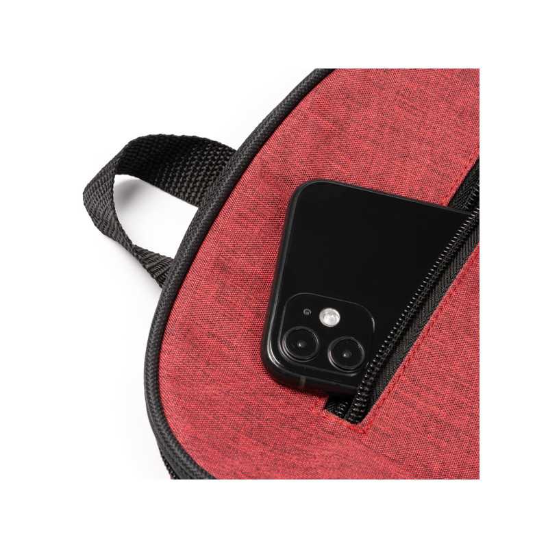 Mochila RPET rojo vigore detalle